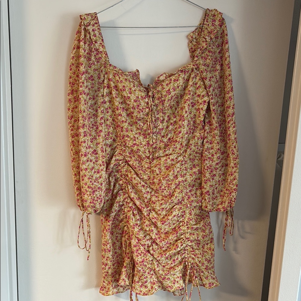 Hello Molly Pink and Yellow Floral Long Sleeve Dress